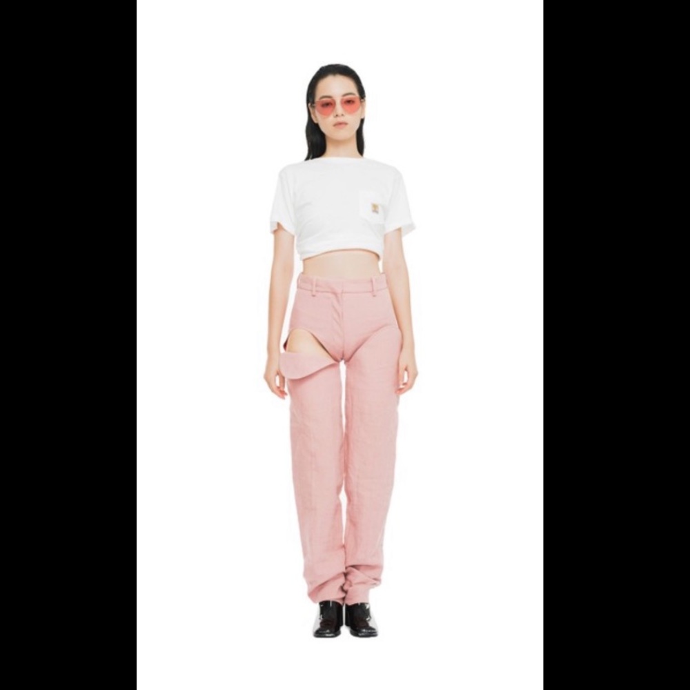 Y/Project Pink Front Thigh Cut Out Trousers
